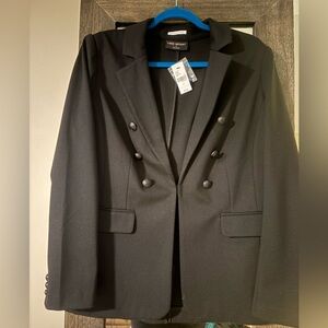 Lane Bryant Black Double-Breasted Blazer with Notch Lapel